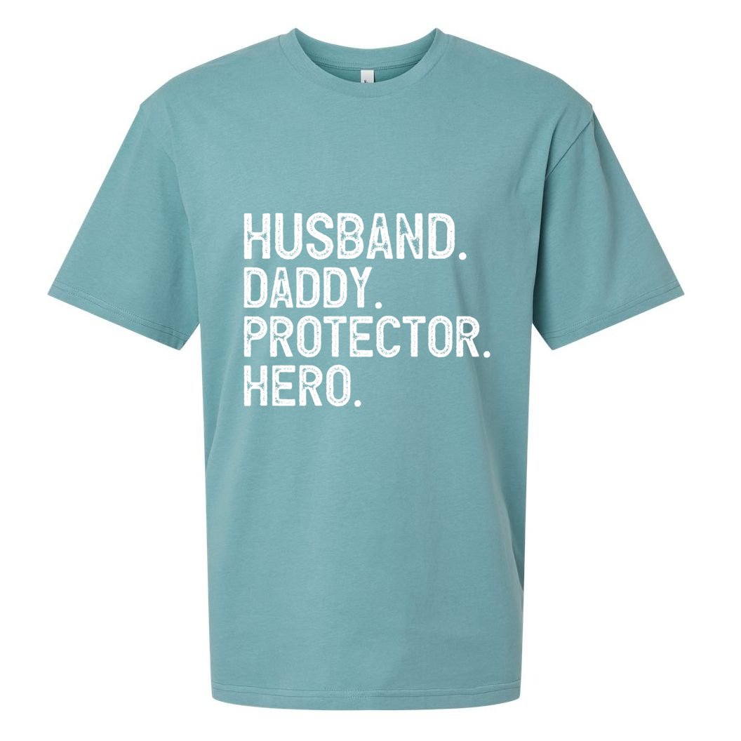 Husband Daddy Protector Hero Cool Gift Sueded Cloud Jersey T-Shirt