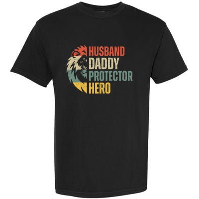 Husband Daddy Protector Hero Retro Father's Day Garment-Dyed Heavyweight T-Shirt