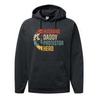 Husband Daddy Protector Hero Retro Father's Day Performance Fleece Hoodie