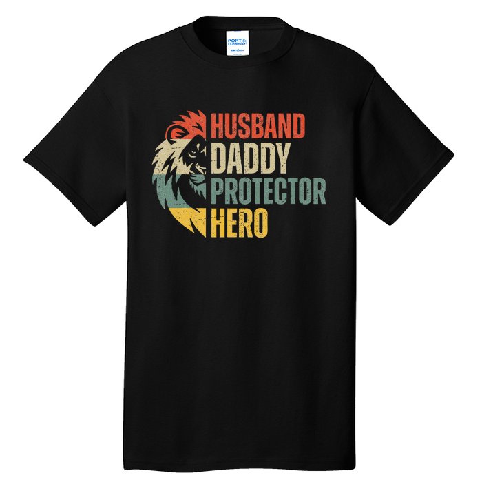 Husband Daddy Protector Hero Retro Father's Day Tall T-Shirt