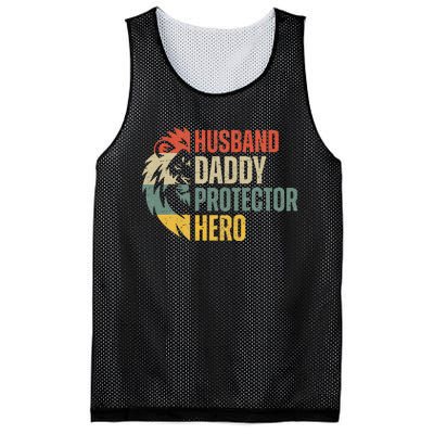 Husband Daddy Protector Hero Retro Father's Day Mesh Reversible Basketball Jersey Tank