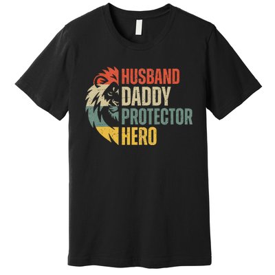 Husband Daddy Protector Hero Retro Father's Day Premium T-Shirt