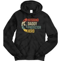 Husband Daddy Protector Hero Retro Father's Day Tie Dye Hoodie