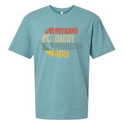 Husband Daddy Protector Hero Retro Father's Day Sueded Cloud Jersey T-Shirt