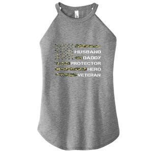 Husband Daddy Protector Hero Veteran Cool Gift Women's Perfect Tri Rocker Tank