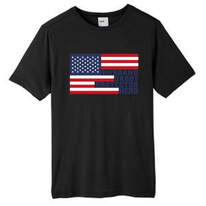 Husband Daddy Protector Hero Flag Patriotic Dad Cute Gift Tall Fusion ChromaSoft Performance T-Shirt