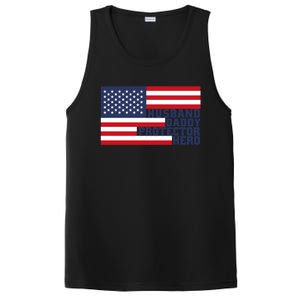 Husband Daddy Protector Hero Flag Patriotic Dad Cute Gift PosiCharge Competitor Tank