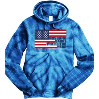 Husband Daddy Protector Hero Flag Patriotic Dad Cute Gift Tie Dye Hoodie