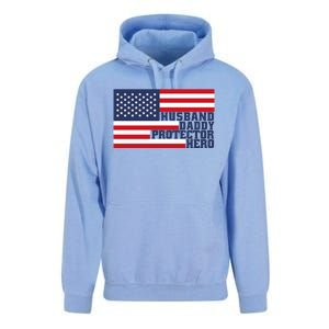 Husband Daddy Protector Hero Flag Patriotic Dad Cute Gift Unisex Surf Hoodie