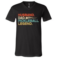 Husband Dad Pickleball Legend Father's Day V-Neck T-Shirt