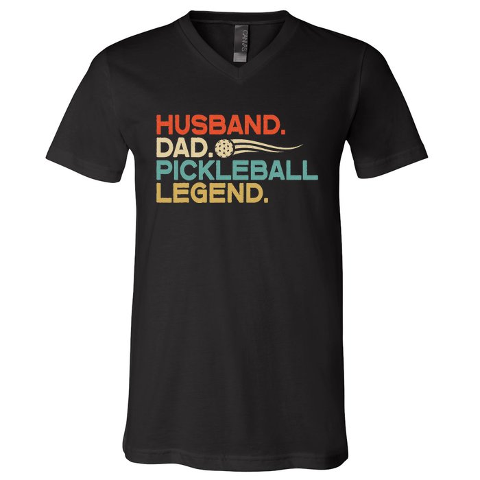 Husband Dad Pickleball Legend Father's Day V-Neck T-Shirt