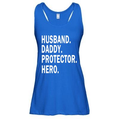 Husband Daddy Protector Hero Cool Father Dad Gift Ladies Essential Flowy Tank