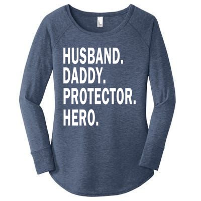 Husband Daddy Protector Hero Cool Father Dad Gift Women's Perfect Tri Tunic Long Sleeve Shirt