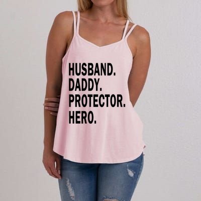 Husband Daddy Protector Hero Cool Father Dad Gift Women's Strappy Tank