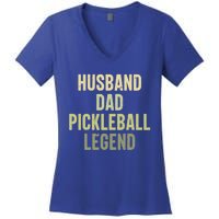 Husband Dad Pickleball Legend Player Pickleball Dad Gift Women's V-Neck T-Shirt