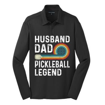 Husband Dad Pickleball Legend Pickle Ball Papa FatherS Day Cute Gift Silk Touch Performance Long Sleeve Polo