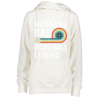 Husband Dad Pickleball Legend Pickle Ball Papa FatherS Day Cute Gift Womens Funnel Neck Pullover Hood