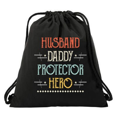 Husband Daddy Protector Hero Best Dad Fathers Day Gift Drawstring Bag