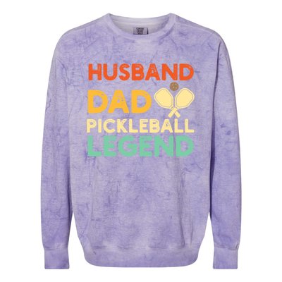 Husband Dad Pickleball Legend Gift FatherS Day Pickleball Gift Colorblast Crewneck Sweatshirt