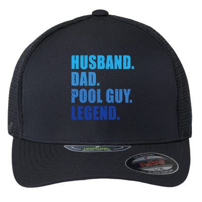 Husband Dad Pool Guy Legend Funny Men Flexfit Unipanel Trucker Cap