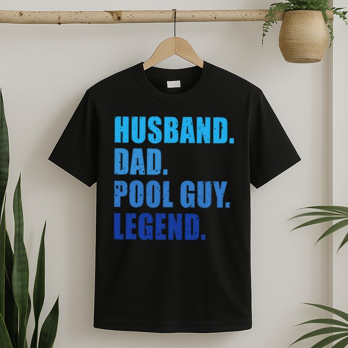 Husband Dad Pool Guy Legend Funny Men T-Shirt