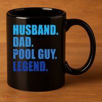 Husband Dad Pool Guy Legend Funny Men 11oz C Handle Ceramic Mug