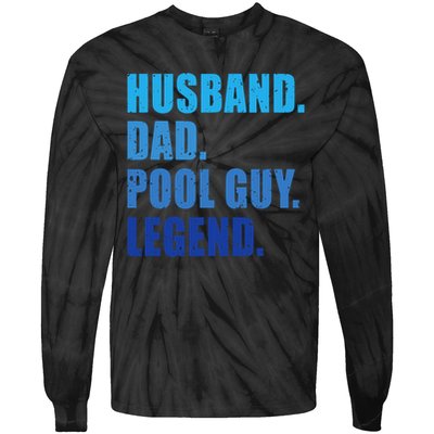 Husband Dad Pool Guy Legend Funny Men Tie-Dye Long Sleeve Shirt