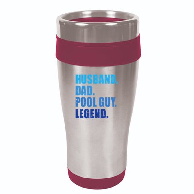 Husband Dad Pool Guy Legend Funny Men 16oz Travel Tumbler