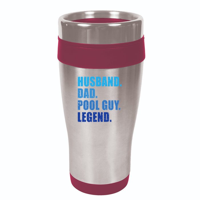 Husband Dad Pool Guy Legend Funny Men 16oz Travel Tumbler