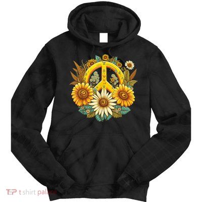 Hippie Daisy Peace Sign Retro Flower Sunflower Lovers Tie Dye Hoodie