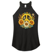 Hippie Daisy Peace Sign Retro Flower Sunflower Lovers Women’s Perfect Tri Rocker Tank