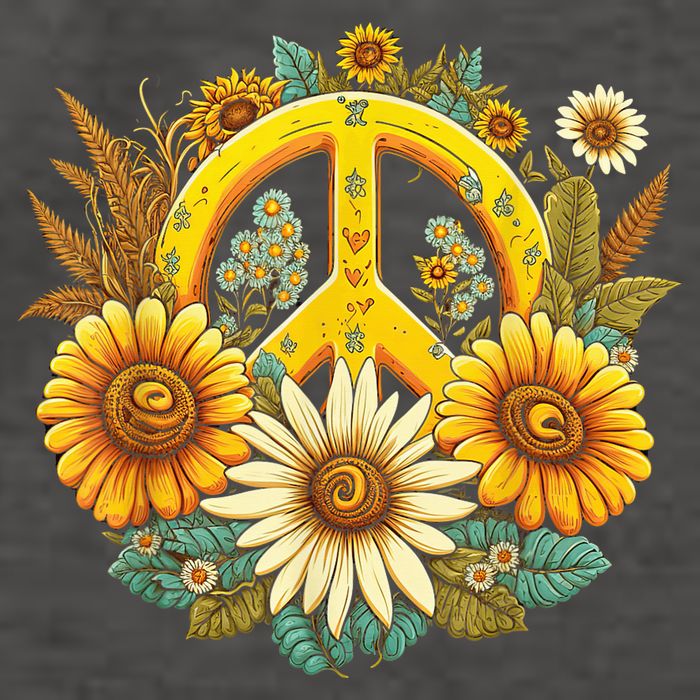 Hippie Daisy Peace Sign Retro Flower Sunflower Lovers Vector Backpack