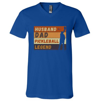 Husband Dad Pickleball Legend Vintage FatherS Day Meaningful Gift V-Neck T-Shirt