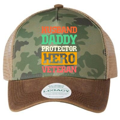 Husband Daddy Protector Hero Veteran Gift Legacy Tie Dye Trucker Hat