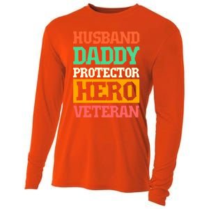 Husband Daddy Protector Hero Veteran Gift Cooling Performance Long Sleeve Crew