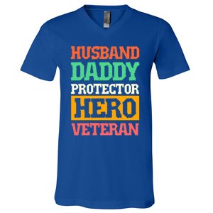 Husband Daddy Protector Hero Veteran Gift V-Neck T-Shirt