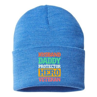 Husband Daddy Protector Hero Veteran Gift Sustainable Knit Beanie