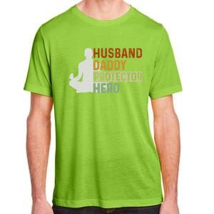 Husband Daddy Protector Hero Fathers Day Yoga Dad Grandpa Gift Adult ChromaSoft Performance T-Shirt