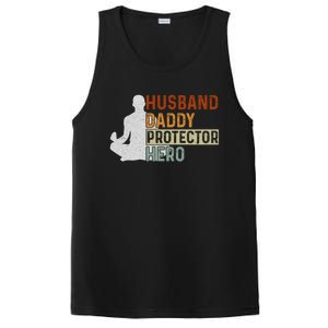 Husband Daddy Protector Hero Fathers Day Yoga Dad Grandpa Gift PosiCharge Competitor Tank