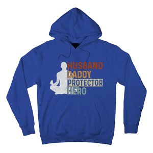 Husband Daddy Protector Hero Fathers Day Yoga Dad Grandpa Gift Hoodie