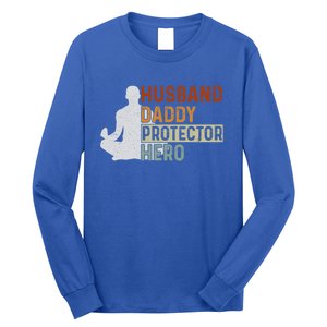 Husband Daddy Protector Hero Fathers Day Yoga Dad Grandpa Gift Long Sleeve Shirt