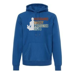 Husband Daddy Protector Hero Fathers Day Yoga Dad Grandpa Gift Premium Hoodie