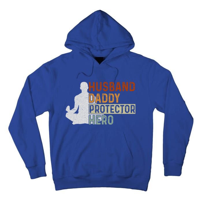 Husband Daddy Protector Hero Fathers Day Yoga Dad Grandpa Gift Tall Hoodie