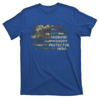 Husband Daddy Protector Hero Fathers Day Dad Usa Flag Cool Gift T-Shirt