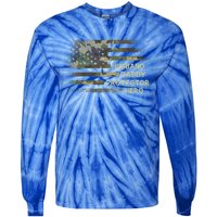 Husband Daddy Protector Hero Fathers Day Dad Usa Flag Cool Gift Tie-Dye Long Sleeve Shirt