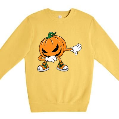 Halloween Dabbing Pumpkin Thanksgiving Day Gift Premium Crewneck Sweatshirt