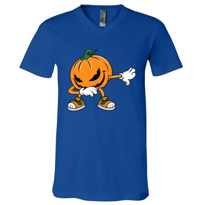 Halloween Dabbing Pumpkin Thanksgiving Day Gift V-Neck T-Shirt