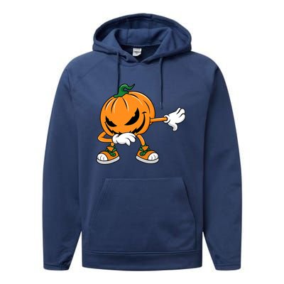 Halloween Dabbing Pumpkin Thanksgiving Day Gift Performance Fleece Hoodie