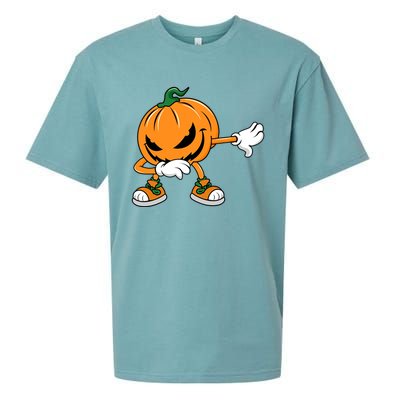 Halloween Dabbing Pumpkin Thanksgiving Day Gift Sueded Cloud Jersey T-Shirt