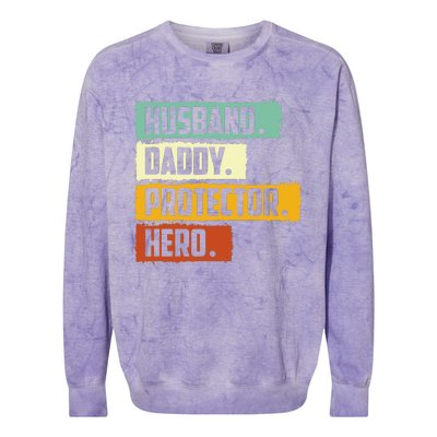 Husband Daddy Protector Hero Colorblast Crewneck Sweatshirt